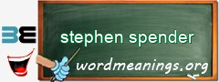 WordMeaning blackboard for stephen spender